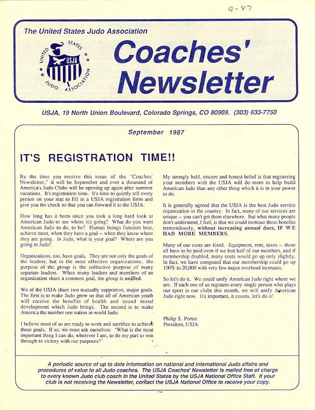 09/87 USJA Coach Newsletter